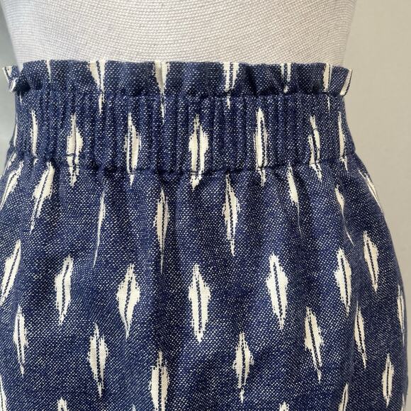 J Crew Skirt size 6 Denim Blue Ivory Linen Above Knee A Line Casual Beach - Picture 3 of 6